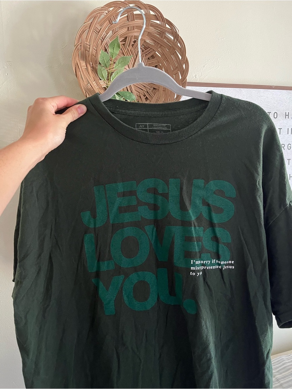 Jesus Loves You Graphic Tee - Dark Green